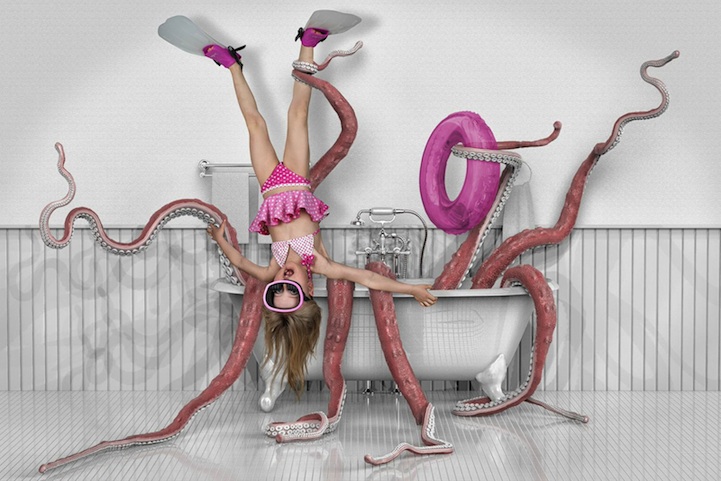 逗比父親為孩子拍攝的夢幻場景