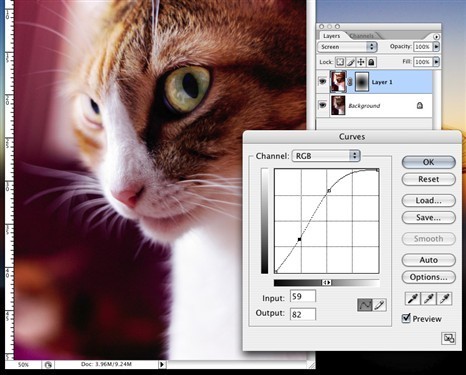 這里就很自由了，可以在圖層選項(xiàng)里選擇屏幕Screen，疊加Overlay，